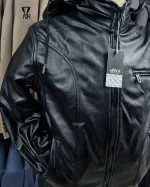 کاپشن چرم مشکی - تصویر 2