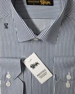 پیراهن حریر خط درشت زمینه سفید با خط سرمه ای - تصویر 2