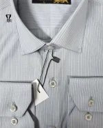 پیراهن حریر خط ریز زمینه طوسی با خط مشکی - تصویر 2