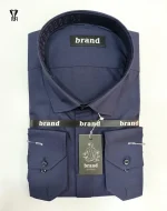 پیراهن کرپ دوشین سرمه ای