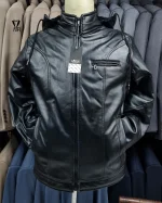 کاپشن چرم مشکی