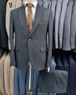 کت و شلوار بزایاق شاین دار ذغالی