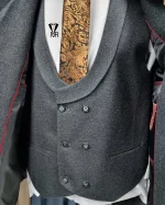 کت و شلوار بزایاق شاین دار ذغالی - تصویر 5