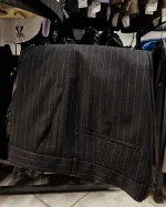 کت و شلوار دبل برست دیپلمات مشکی خط آبی - تصویر 3