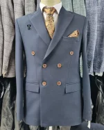 کت و شلوار دبل برست سرمه ای - تصویر 2