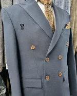 کت و شلوار دبل برست سرمه ای - تصویر 4