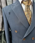 کت و شلوار دبل برست سرمه ای - تصویر 5