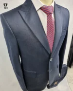 کت و شلوار کشی میله ای سرمه ای - تصویر 2