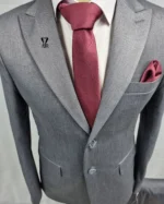 کت و شلوار کشی میله ای طوسی - تصویر 3