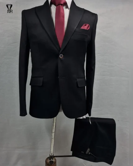 کت و شلوار کشی میله ای مشکی