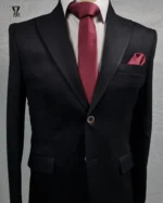 کت و شلوار کشی میله ای مشکی - تصویر 2