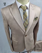 کت و شلوار کشی میله ای کرمی