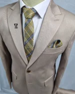 کت و شلوار کشی میله ای کرمی - تصویر 3